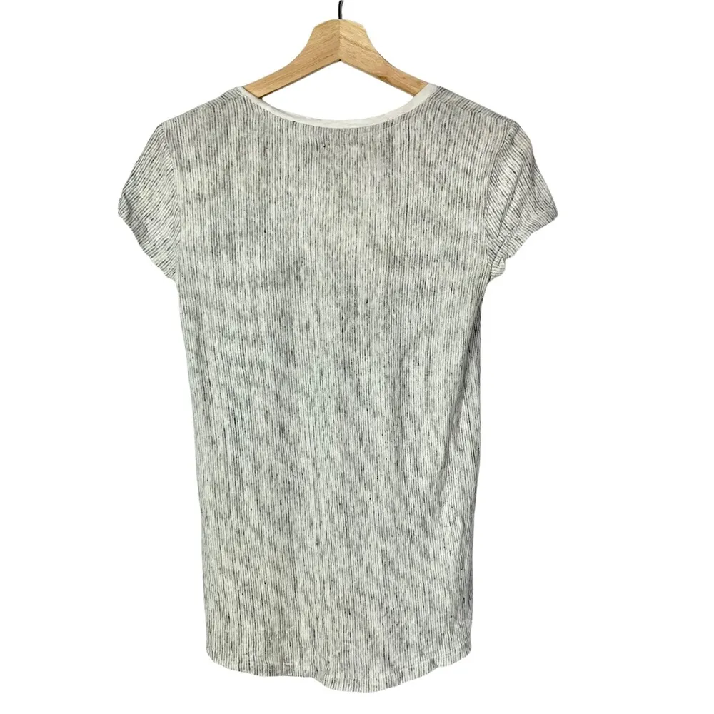Madewell Gray Fadeaway Stripe Linen Timeoff Pocket Front Linen T-Shirt XS - Image 19