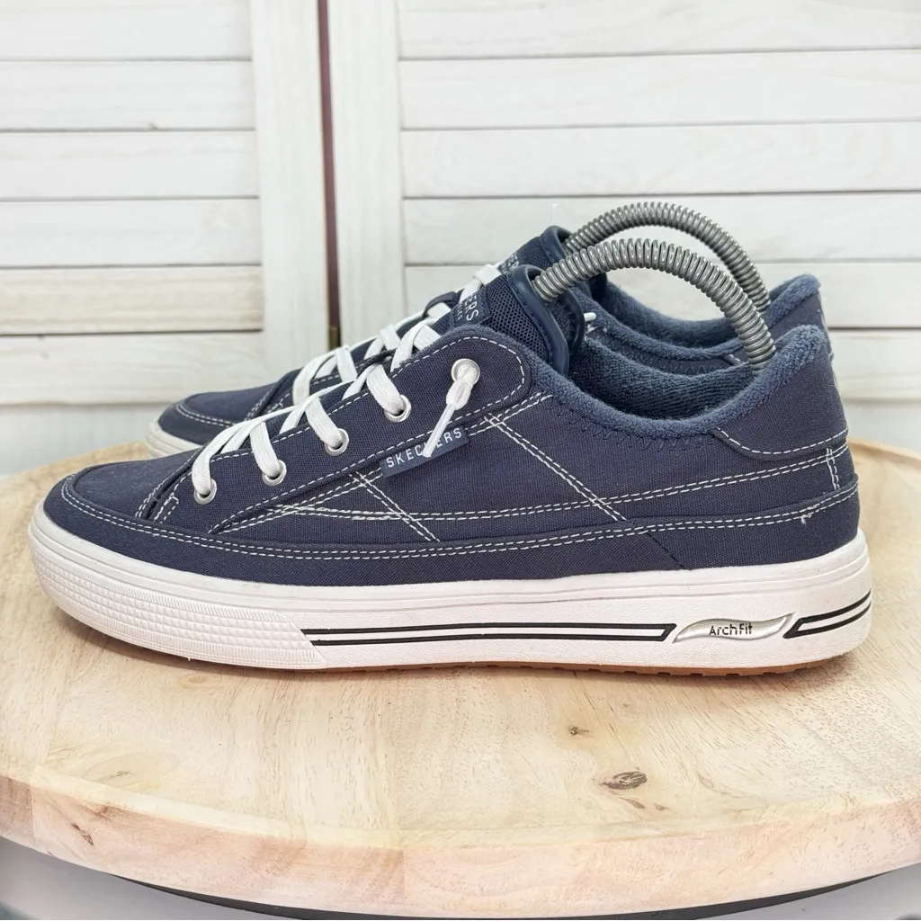 Skechers Street Arch Fit Arcade - Arcata Canvas Sneakers Blue White Women 8.5 - Image 3