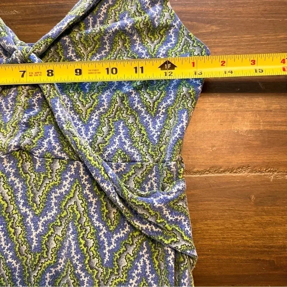 Free People Vintage Artsy Dress 90's Y2K Green Blue Small Boho Printed Festival - Image 8