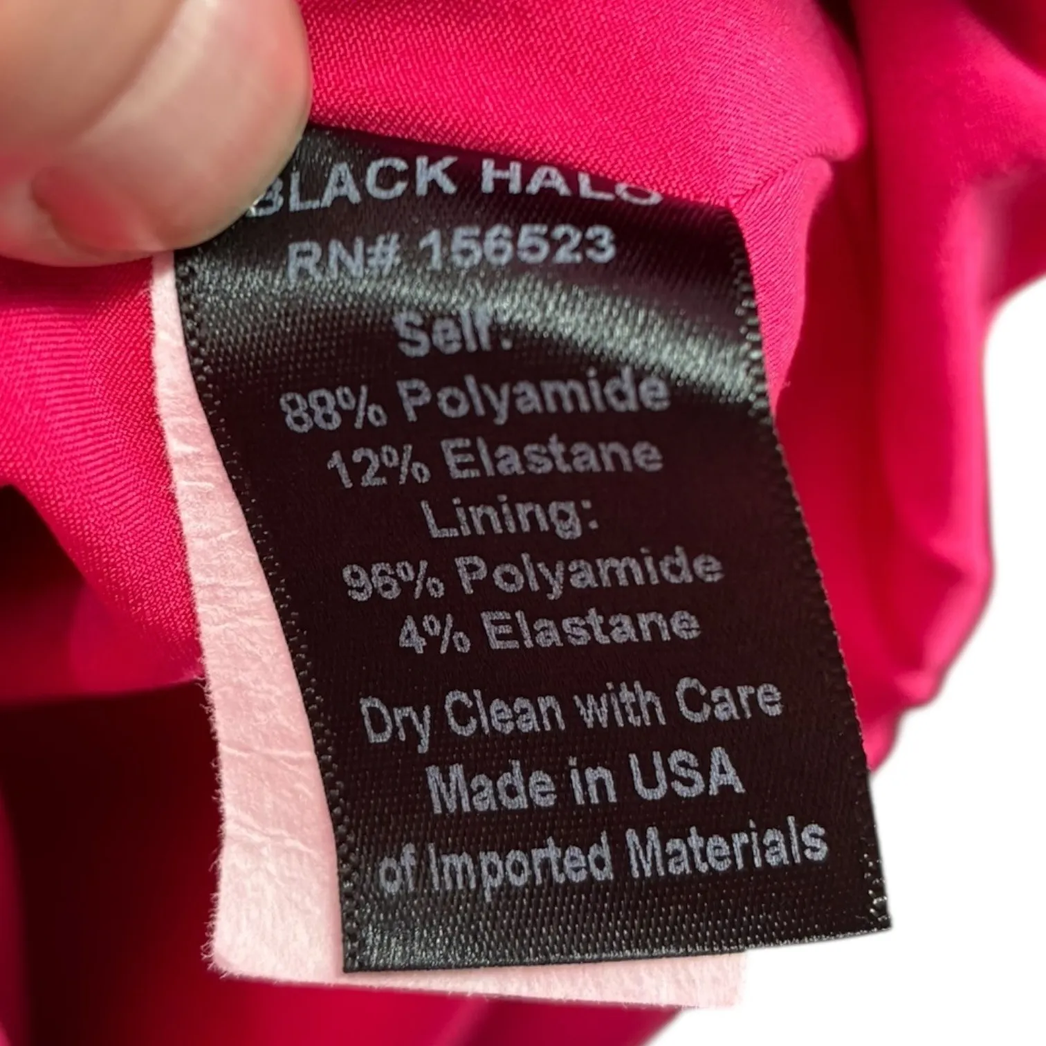 Black Halo Faux Wrap Dress Size 10 Pink Cap Sleeve Belted Pockets EUC - Image 3