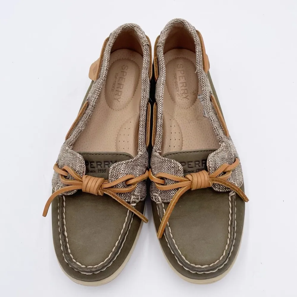 Sperry Top-Sider Barrelfish Boat Shoes Dark Olive Green Leather Women's Size 5 - Image 4