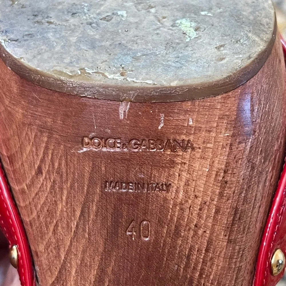 Dolce & Gabbana Red Patent Leather Mules sz40 10US - Image 10