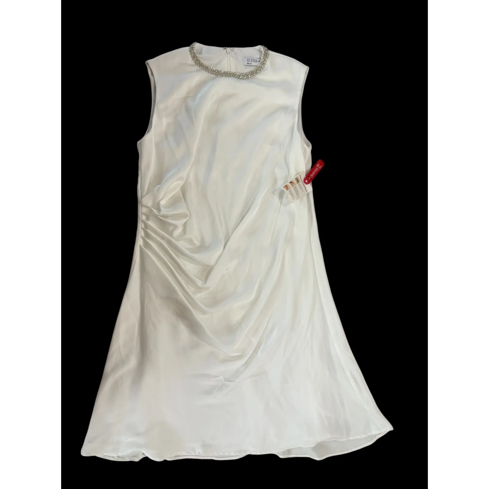 Mac Duggal White Rhinestone Neckline Draped Mini Dress Sz 10 New - Image 9