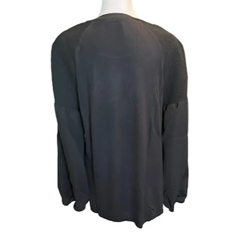 Ellen Tracy Black Long Sleeve, Mixed Media Top Size Medium NWT - Image 5