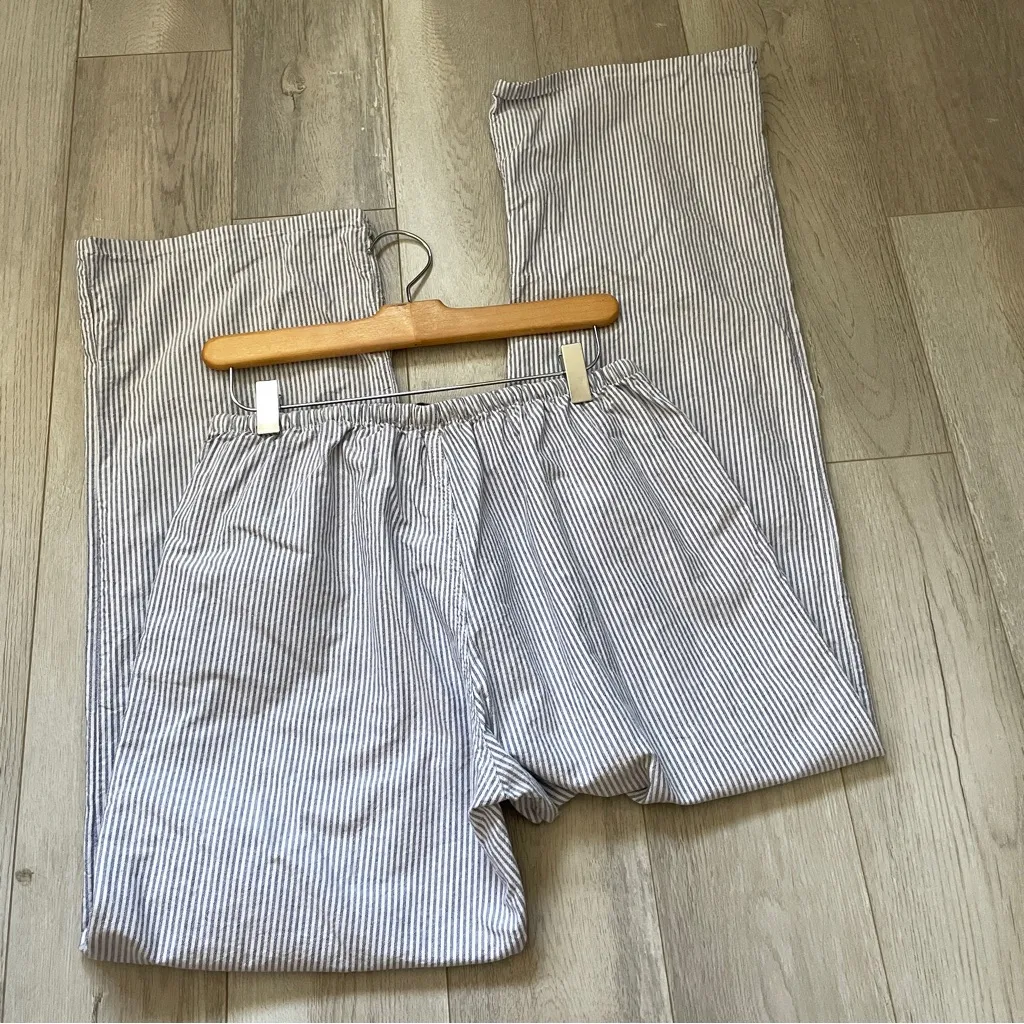 Brandy Melville Pants cotton striped womens White Blue (one size) coastal - Image 5