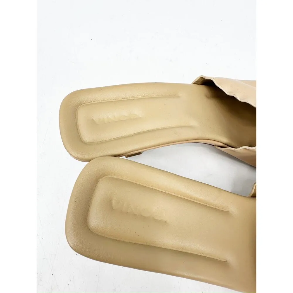 Vince Ceil Mafalda Blonde Nude Leather Marbled Heel Mules Size 10 - Image 3