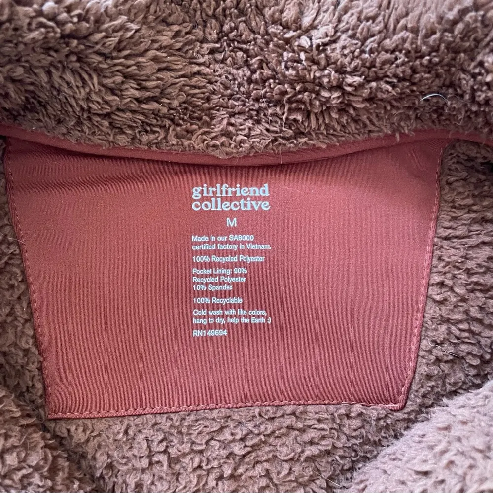 Girlfriend Collective Brown Teddy Jacket Quarter-Zip - Image 5