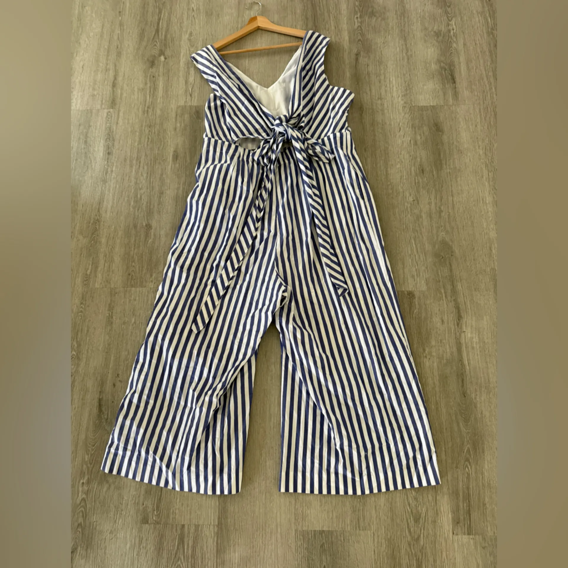 J. Crew Navy and White Striped Jumpsuit women plus size 20 - Image 4