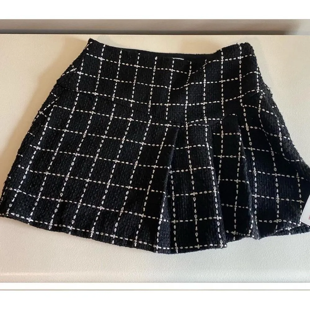 NEW BCBGeneration plaid Tweed Skirt Side Pleat Grid Size 4 - Image 4