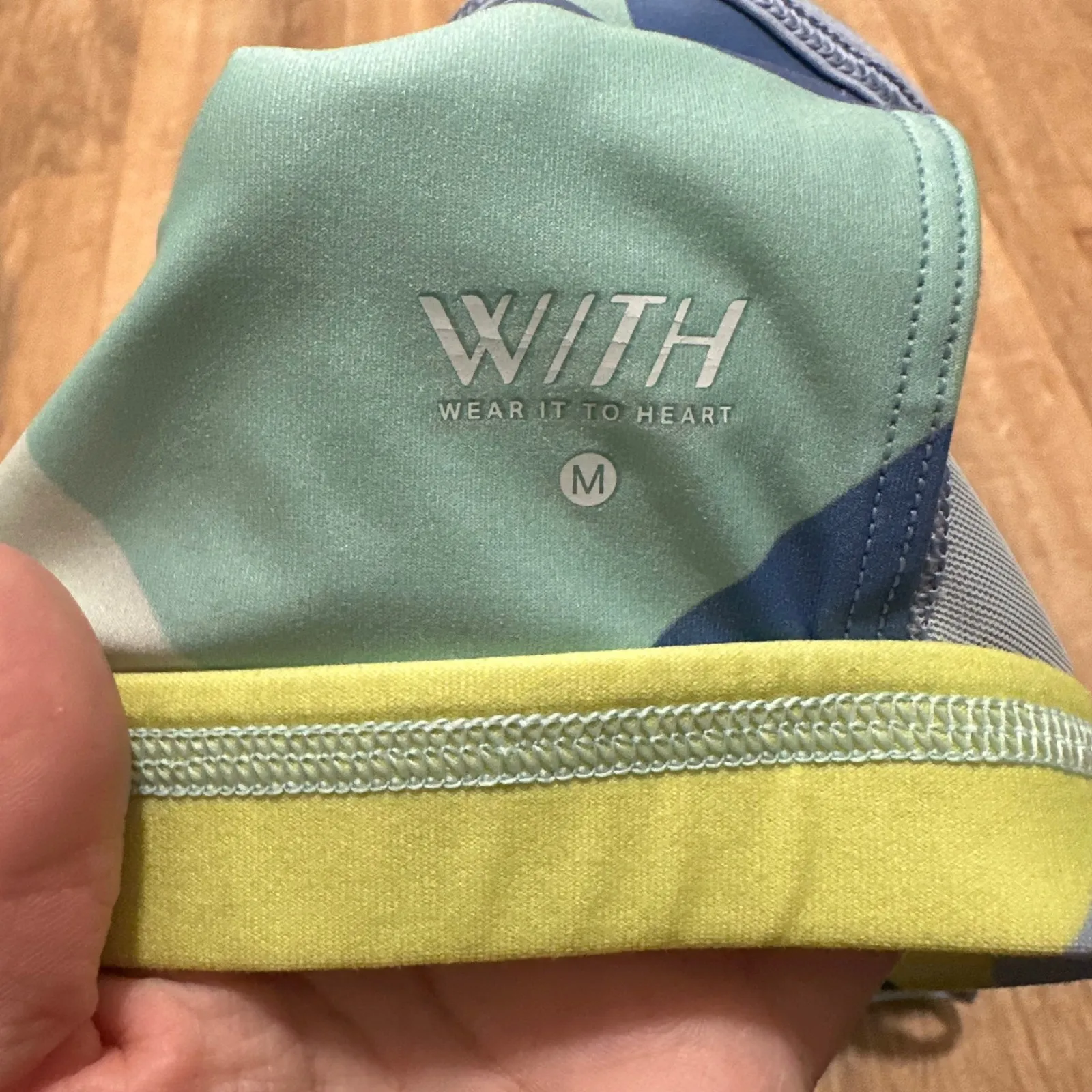 Pelaton x WITH Wear It To Heart | Geometric Print Strappy Sports Bra, Size M Blue Size M - Image 8