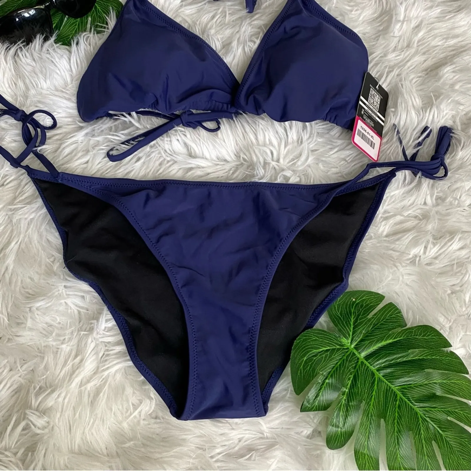 SHEKINI Women's Triangle Low Waisted String Bikini Size XL New Blue - Image 12