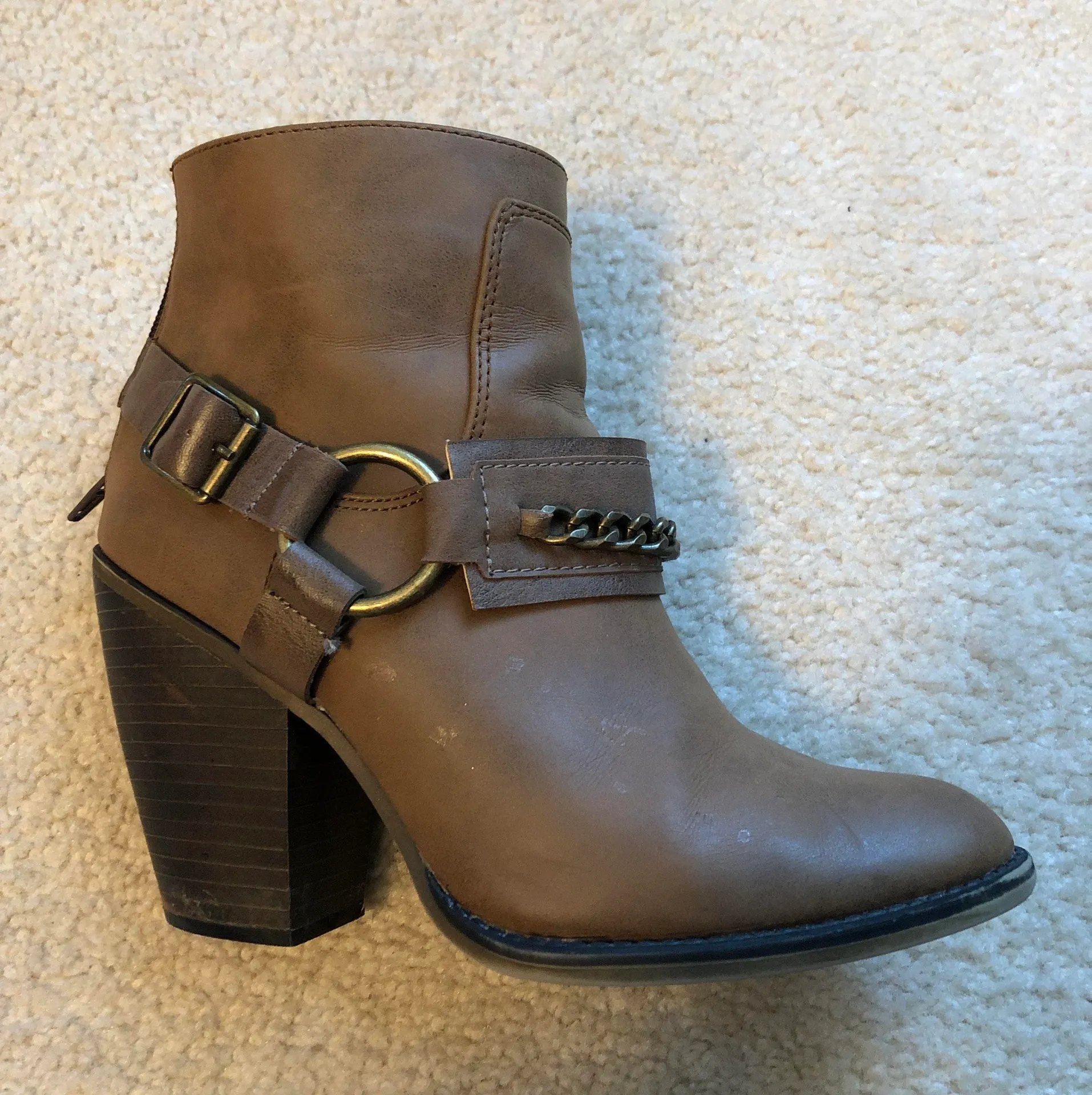 Brown Heeled Booties Size 9 - Image 2