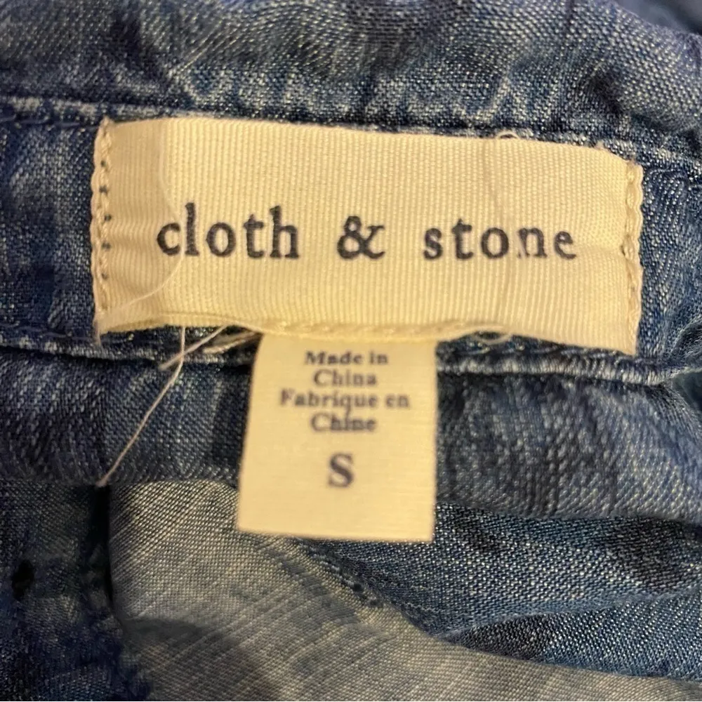 Cloth & Stone Anthropologie Tribal Chambray Seamed Two-Pocket Shirt Blue S - Image 3