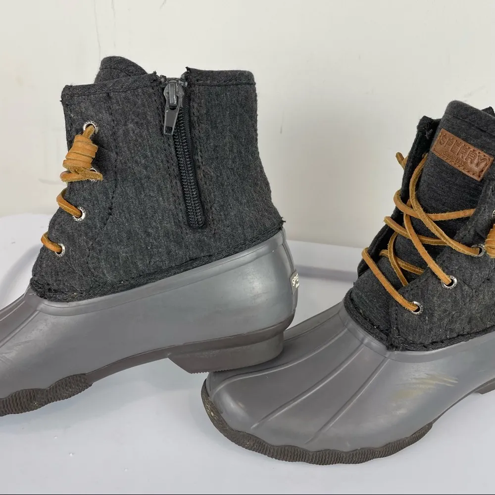 Sperry Top Sider Saltwater Duck Boots Grey Two Tone Quilted Womens 7.5/8 Girls 6 - Image 7