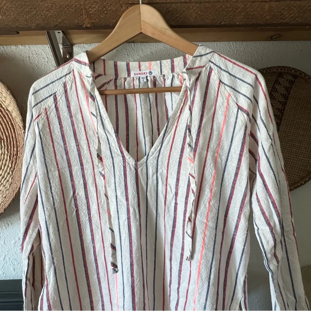 Sundry Anthropologie Striped Cotton Midi Tunic Dress - Image 3