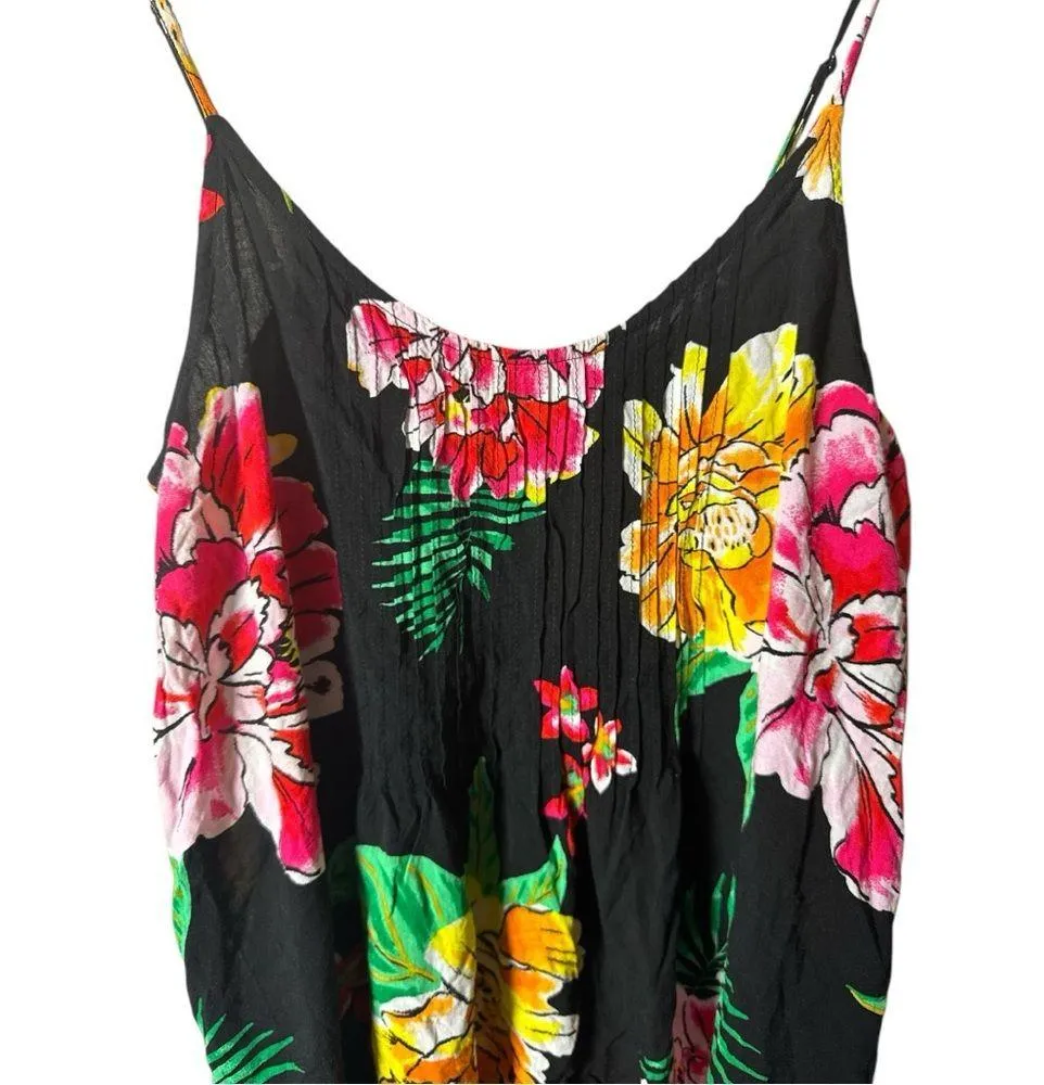 Old Navy  Black Floral Spaghetti  Thin Strap Lightweight  Top 
Sz M - Image 4