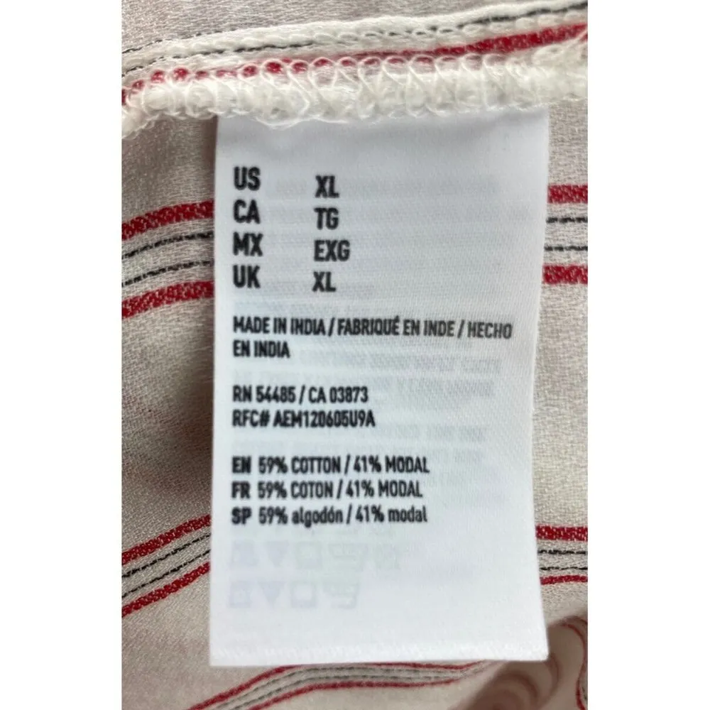 New AEO American Eagle Outfitters Striped Ruffle Skirt Womens XL Ivory Hi Lo Hem - Image 7