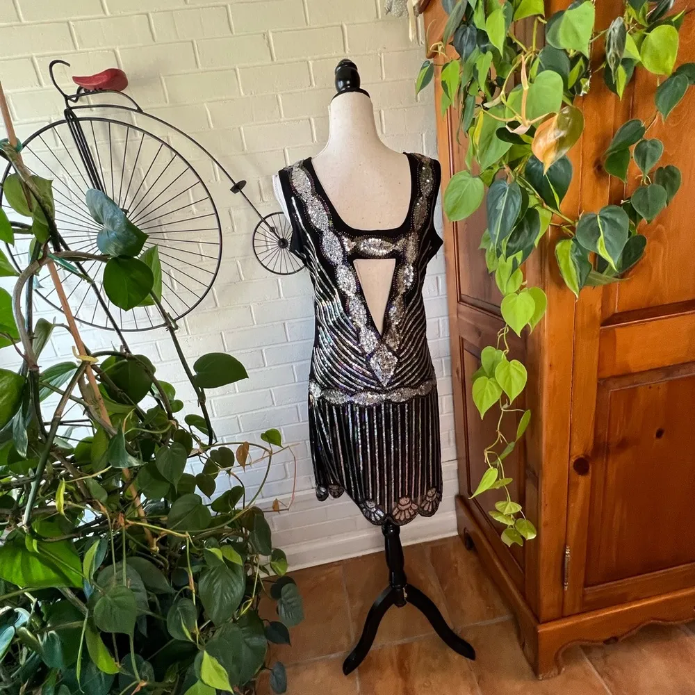 Leslie Fay sequined party cocktail sheath mini dress size XL - Image 4