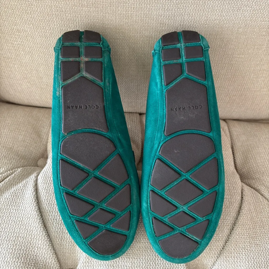 Cole Haan Green Suede Loafers with Gold Accent - Image 8
