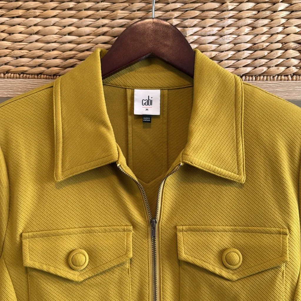 CAbi Jacket Touring 4117 Blazer Green Zip Up Layer Pockets Stretch, Medium - Image 3