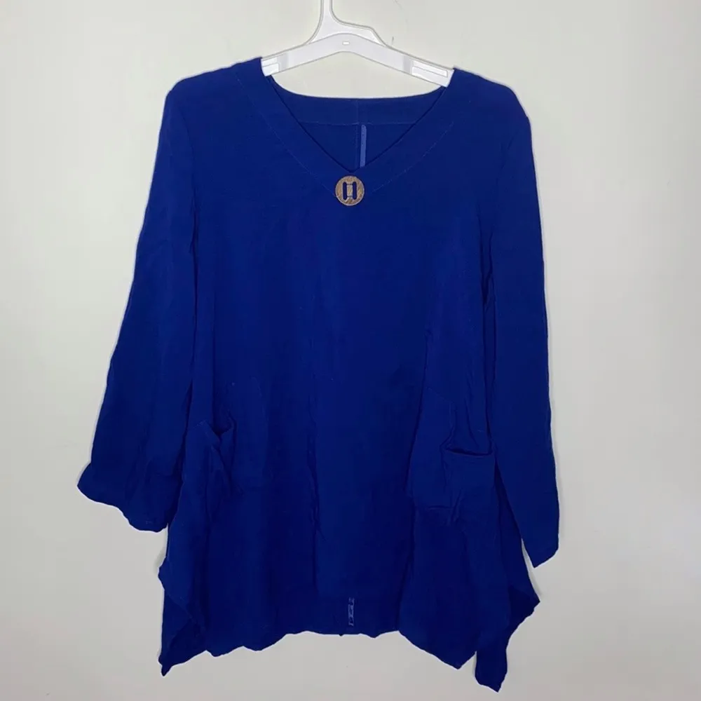 Fridaze Linen Artist Pullover Tunic in royal blue size M Size M - Image 10