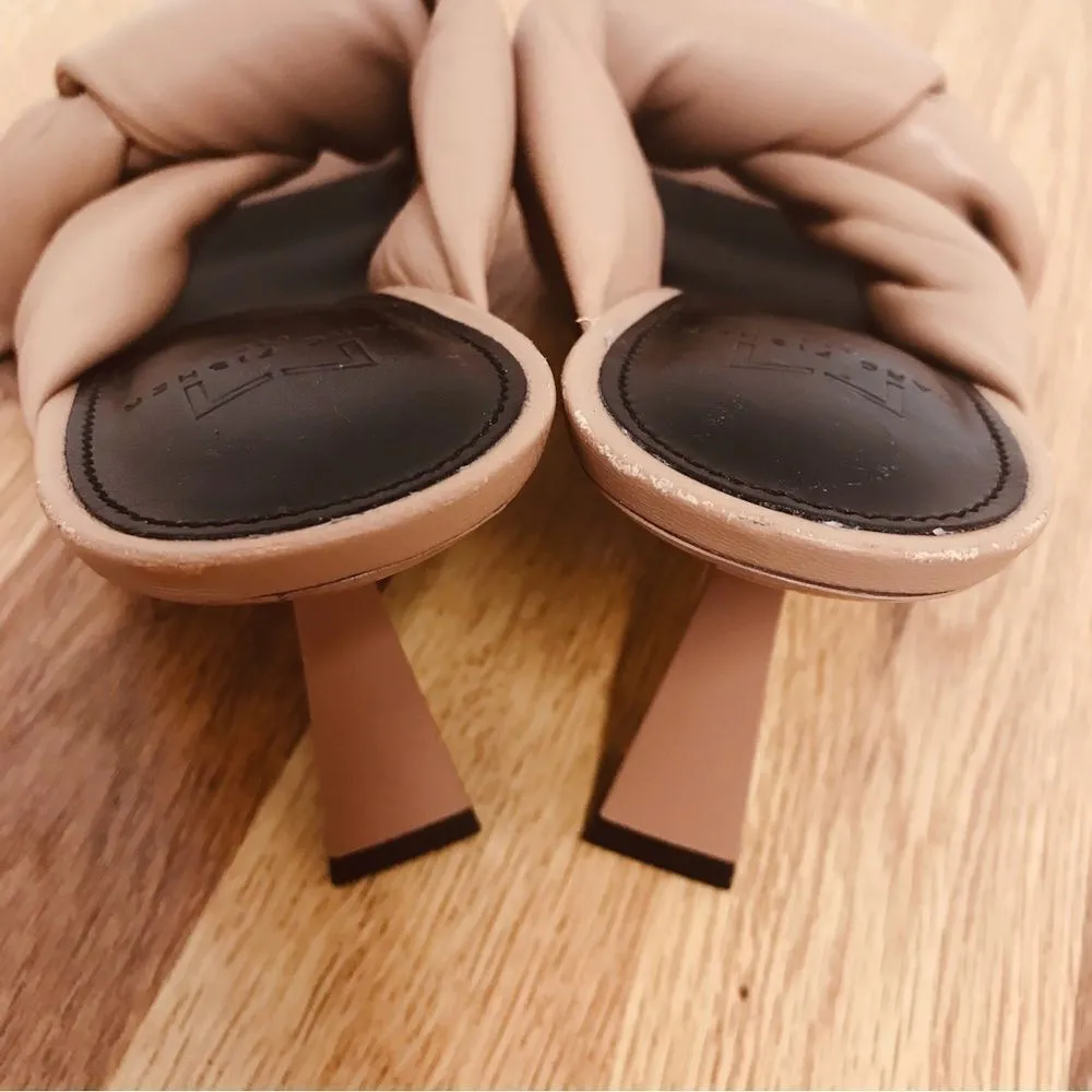 MARC FISHER Delian Nude Tan Leather Slide Sandal Heel Slip On Knotted Sz 7.5 New - Image 8