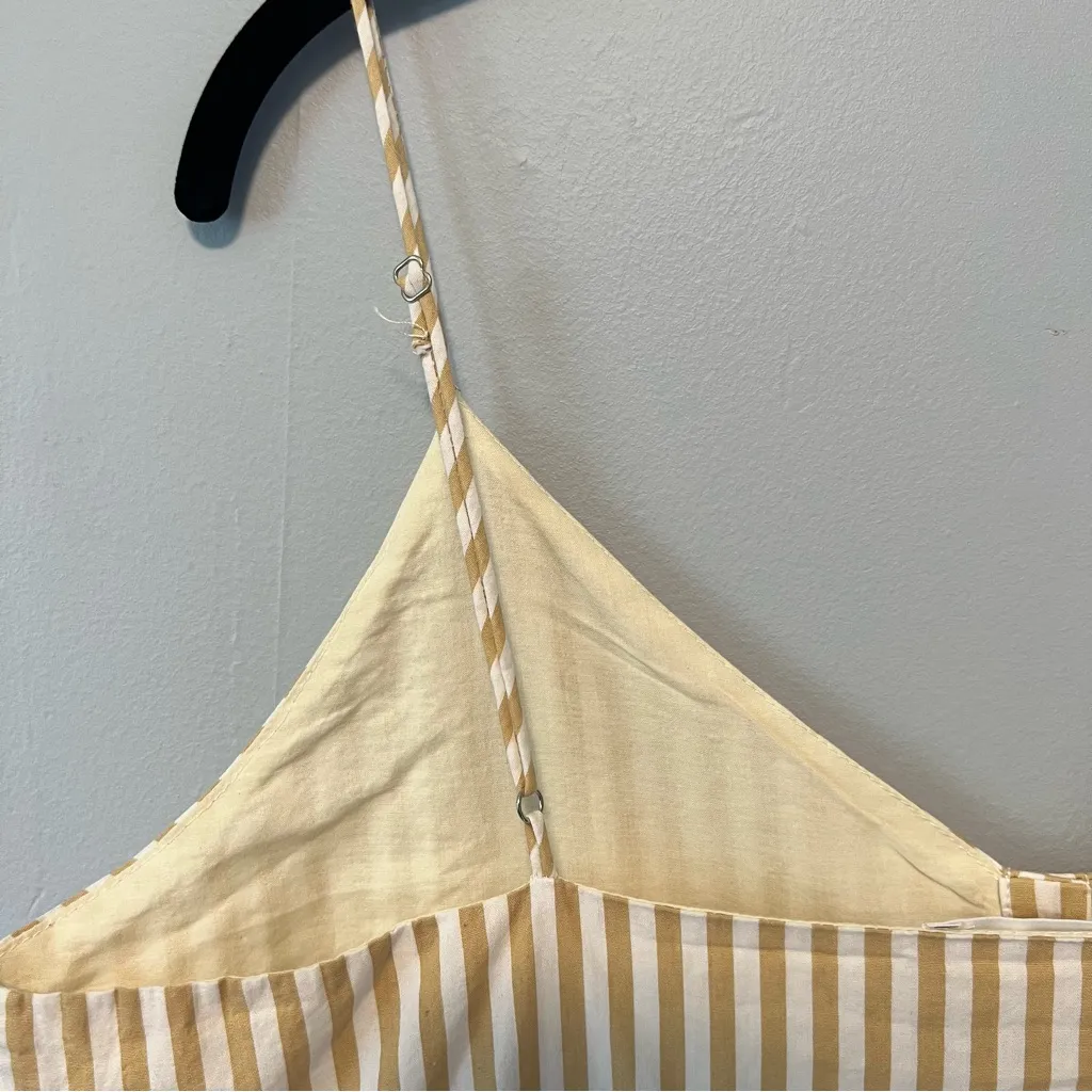 Anthropologie Line and Dot Cream Striped Sleeveless V-Neck Dress Size Large - Image 4