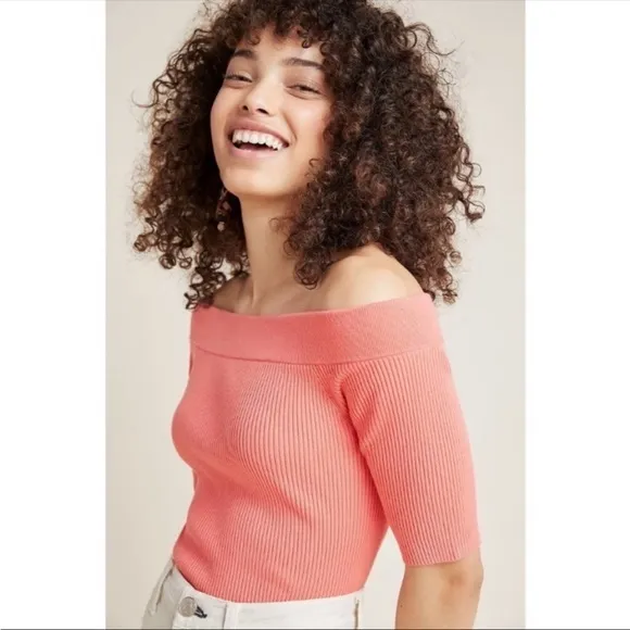 Anthropologie • Minuet Coral Off Shoulder Knit Sweater - Image 14