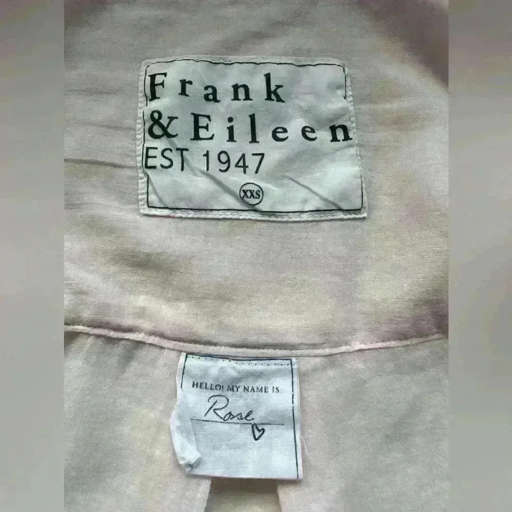 FRANK & EILEEN $189 ROSE Shear Gauze Cotton Button Up Top Blouse XXS Fits Small - Image 3