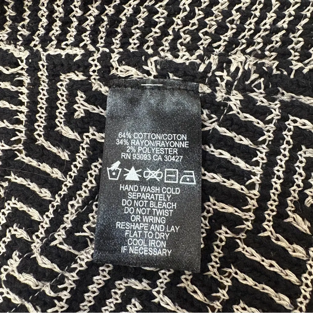 🌟NIC + ZOE🌟 BLOCKED JACQUARD KNIT OPEN FRONT SWEATER BLACK / BEIGE SZ PETITE L - Image 7