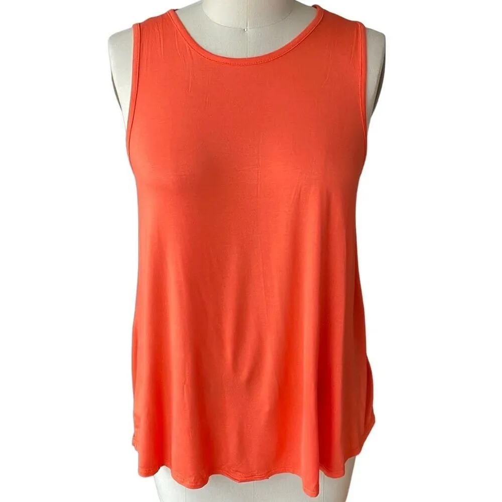 BOMBOM Orange Sleeveless Summer Loose Blouse Swing Tank Top ~ Womens Size MEDIUM - Image 2