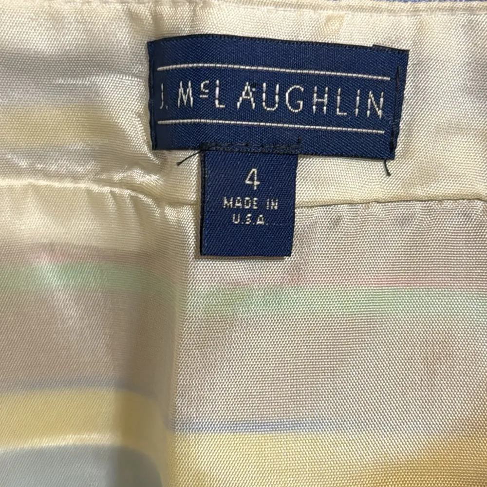 J. McLAUGHLIN Skirt sz 4 Pencil Striped Multi-Color Red Pink Polka Dot rayon - Image 8