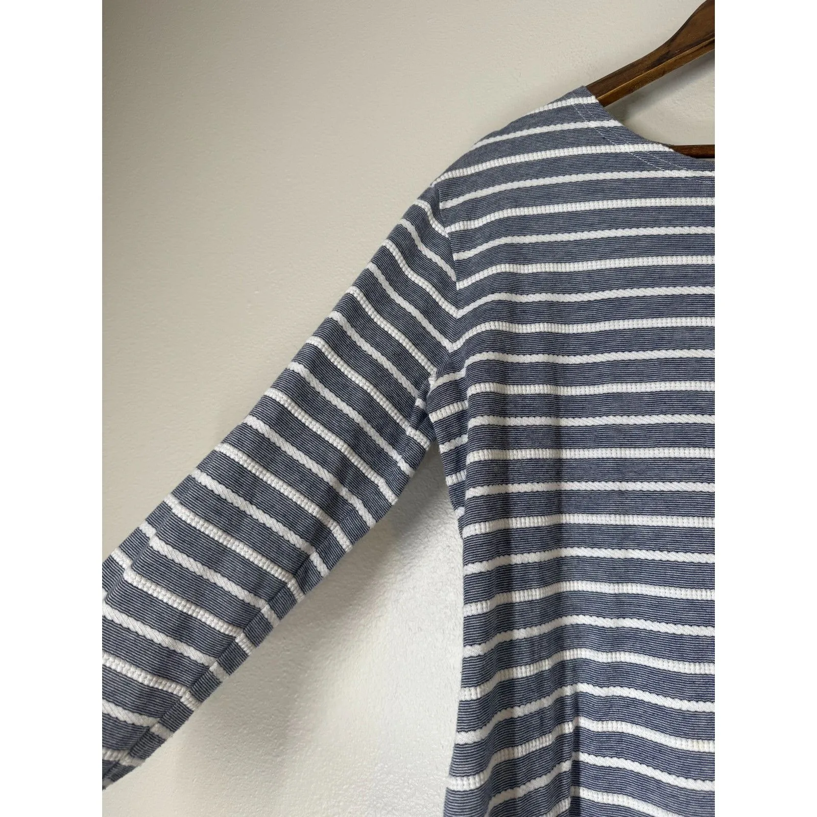 Sail to Sable Blue White Striped Long Sleeve Dress Sz L Nautical Beachy Coastal - Image 3