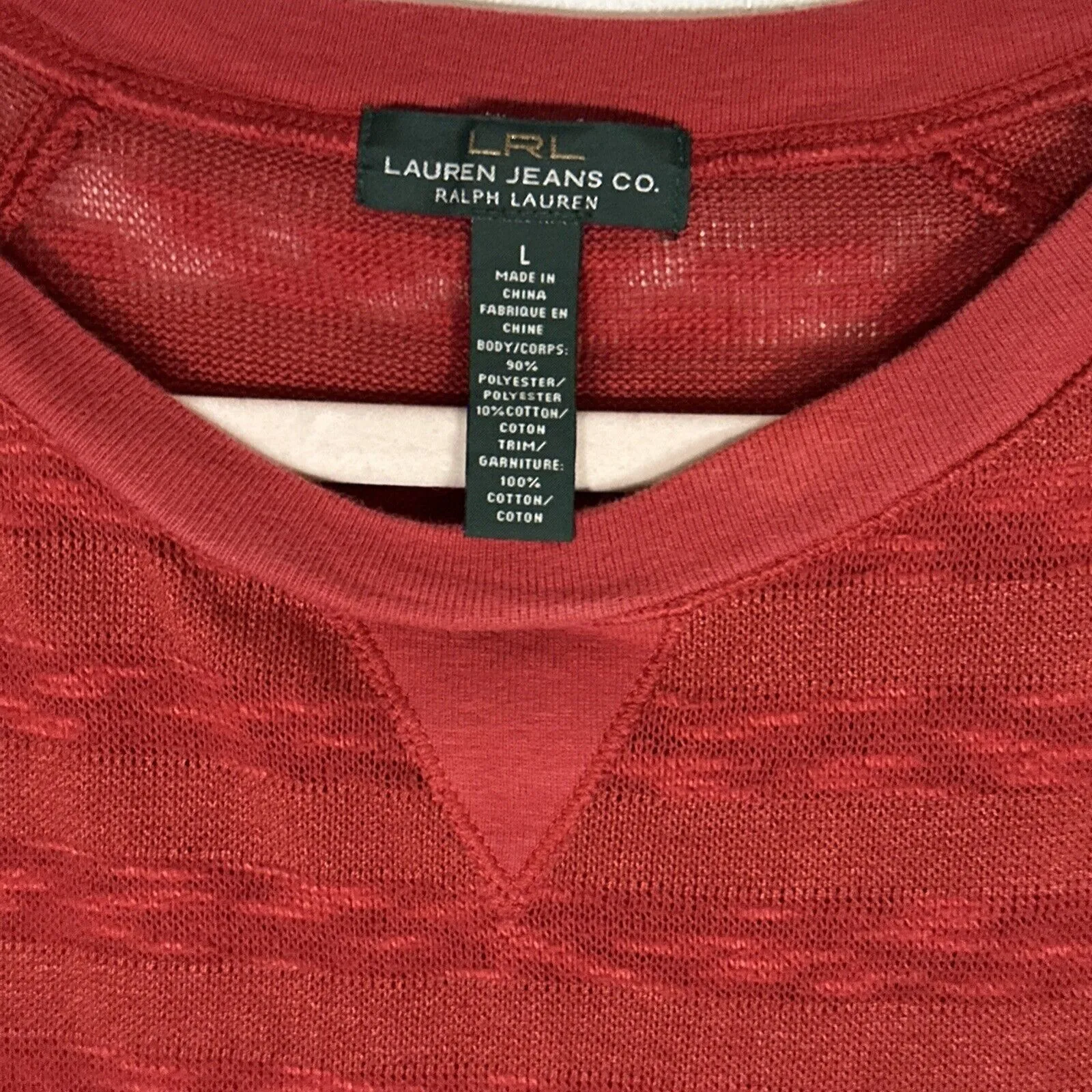 Lauren Ralph Lauren Shirt Womens Large‎ Red Lightweight Knit Long Sleeve Ladies - Image 6