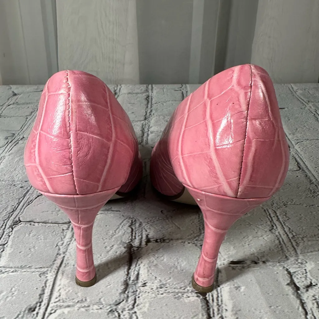 Amanda Smith Pink Croc High Heel Classic Pumps size 8 1/2 M Leather - Image 2