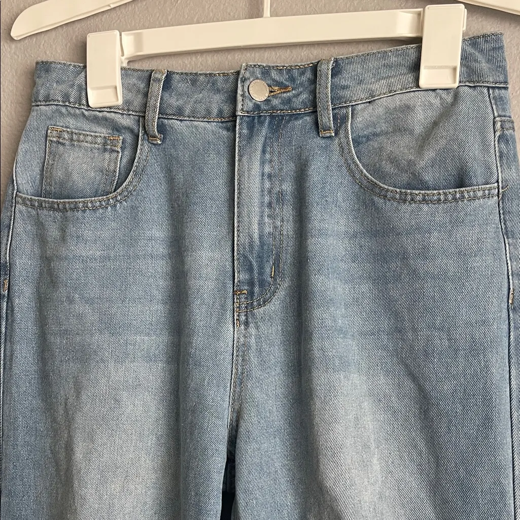 SHEIN Light Blue Flare Distressed Jeans - Image 4