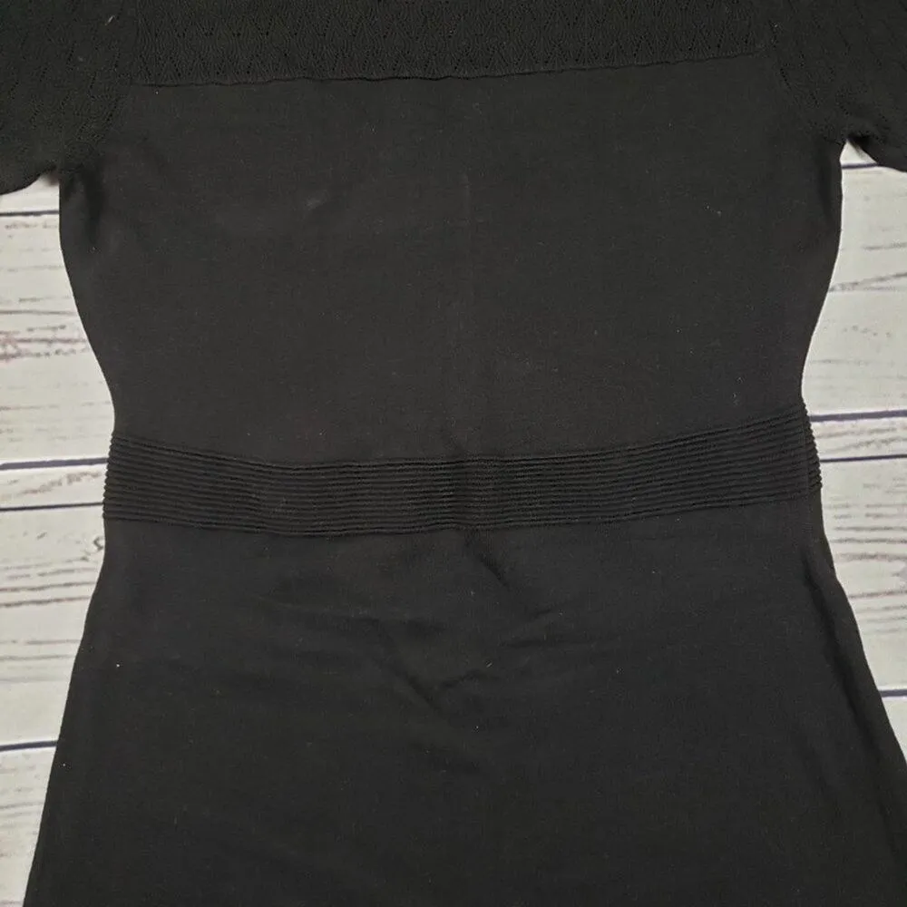 Laundry by Design Black Knit Short Sleeve Mini Dress Women's Size Medium - Image 3