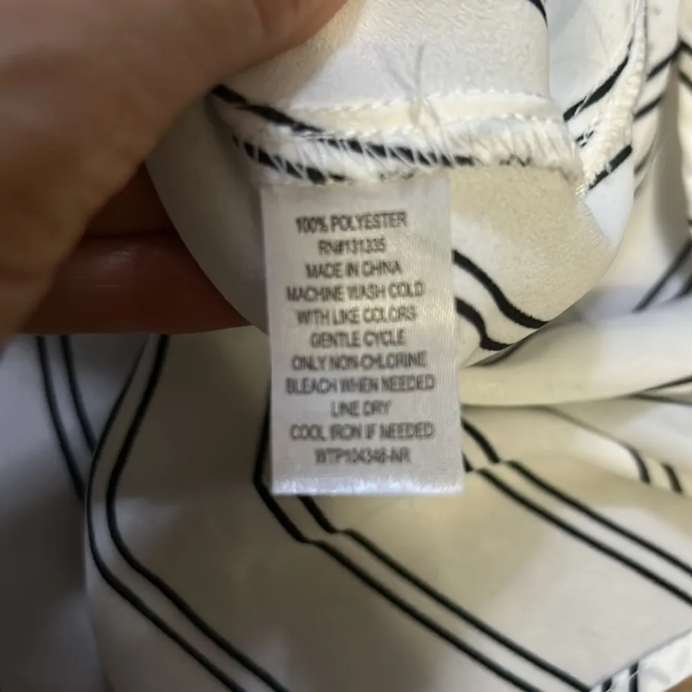 White Stripe Front Tie Blouse - Image 8