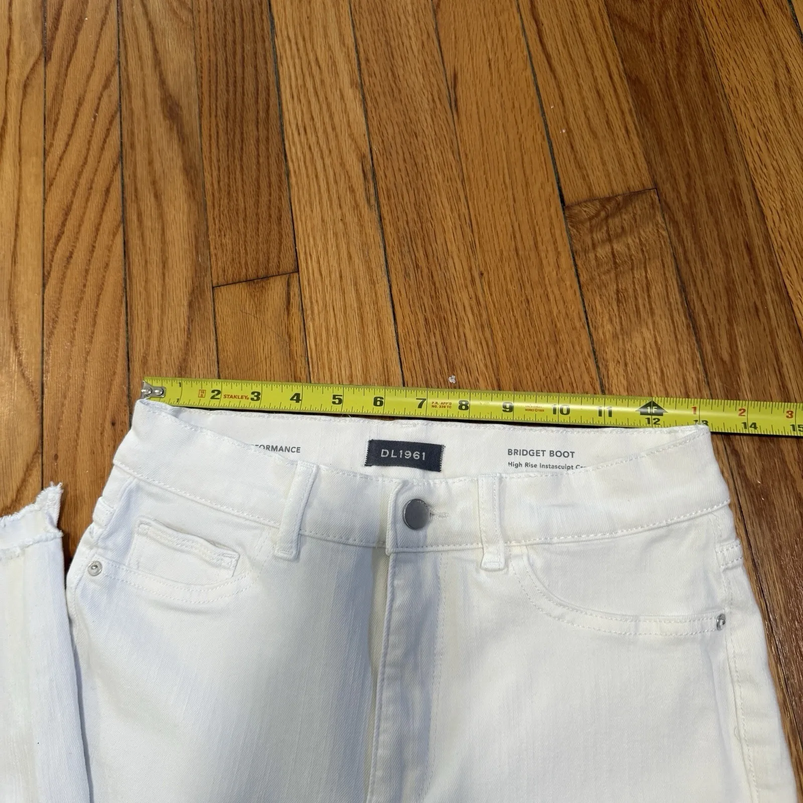 DL1961 Bridget Boot High Rise Instasculpt Crop Performance White Jeans Size 26 - Image 9