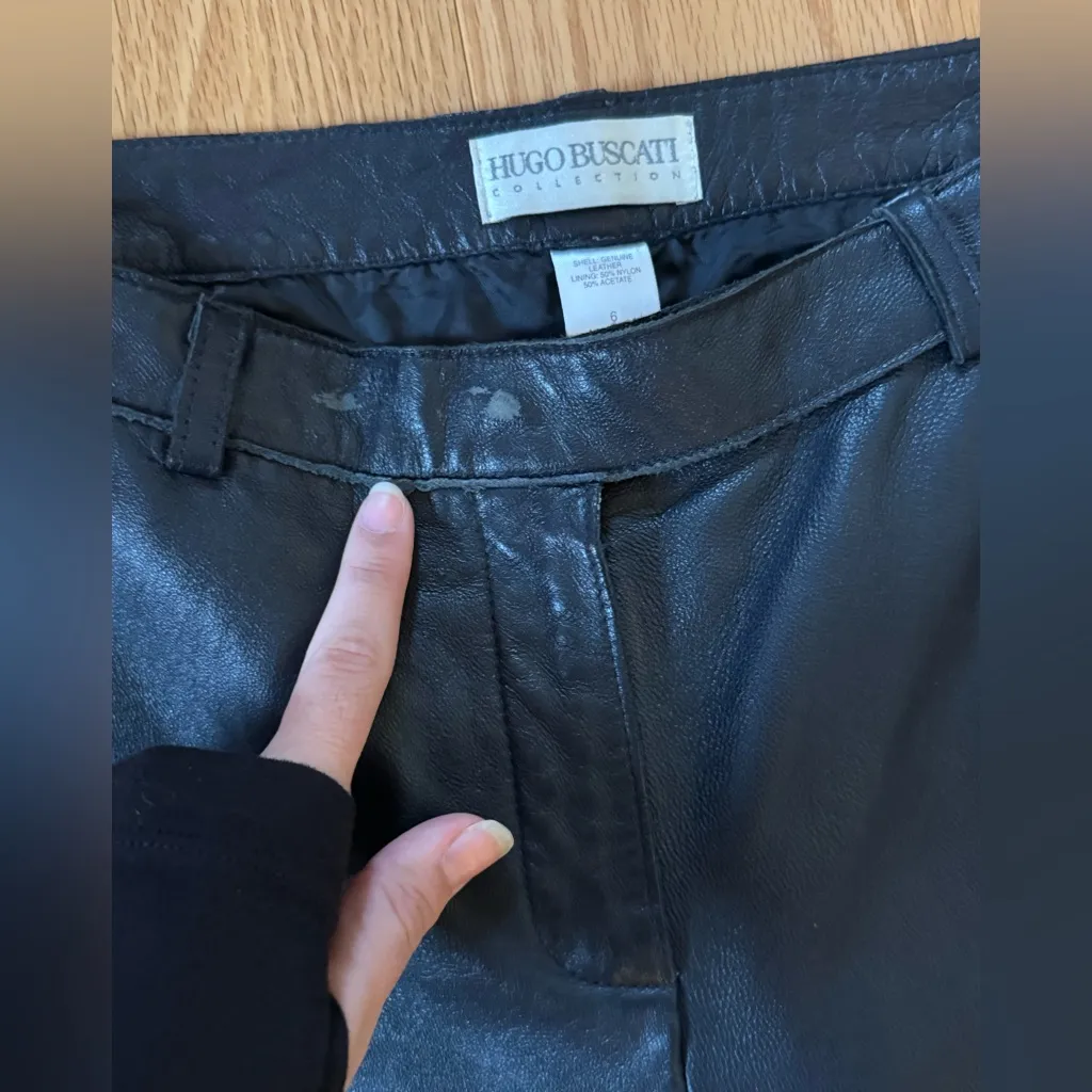 Vintage Hugo Buscati Black Genuine Leather Flare Jeans - 6 Bikercore Edgy Chic - Image 4