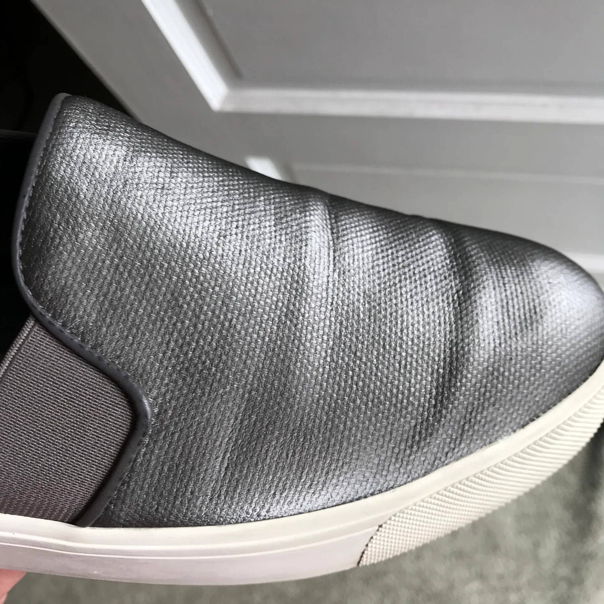 Vince Metallic Shiny Gray Silver Slip On Shoes 9.5M - Image 8