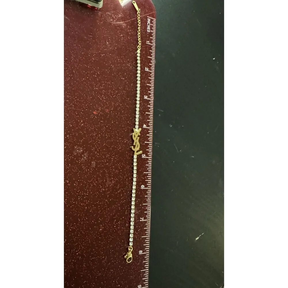 Rhinestone YSL Saint Laurent Sparking Bracelet - Image 4