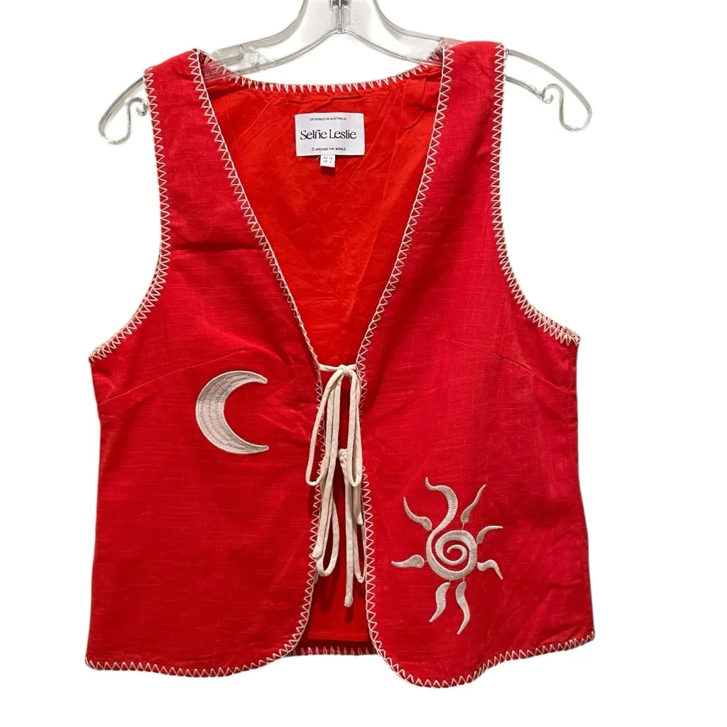 Selfie Leslie Dose of Sunshine Stitch Vest and Skirt Orange Women’s Size Large - Image 3