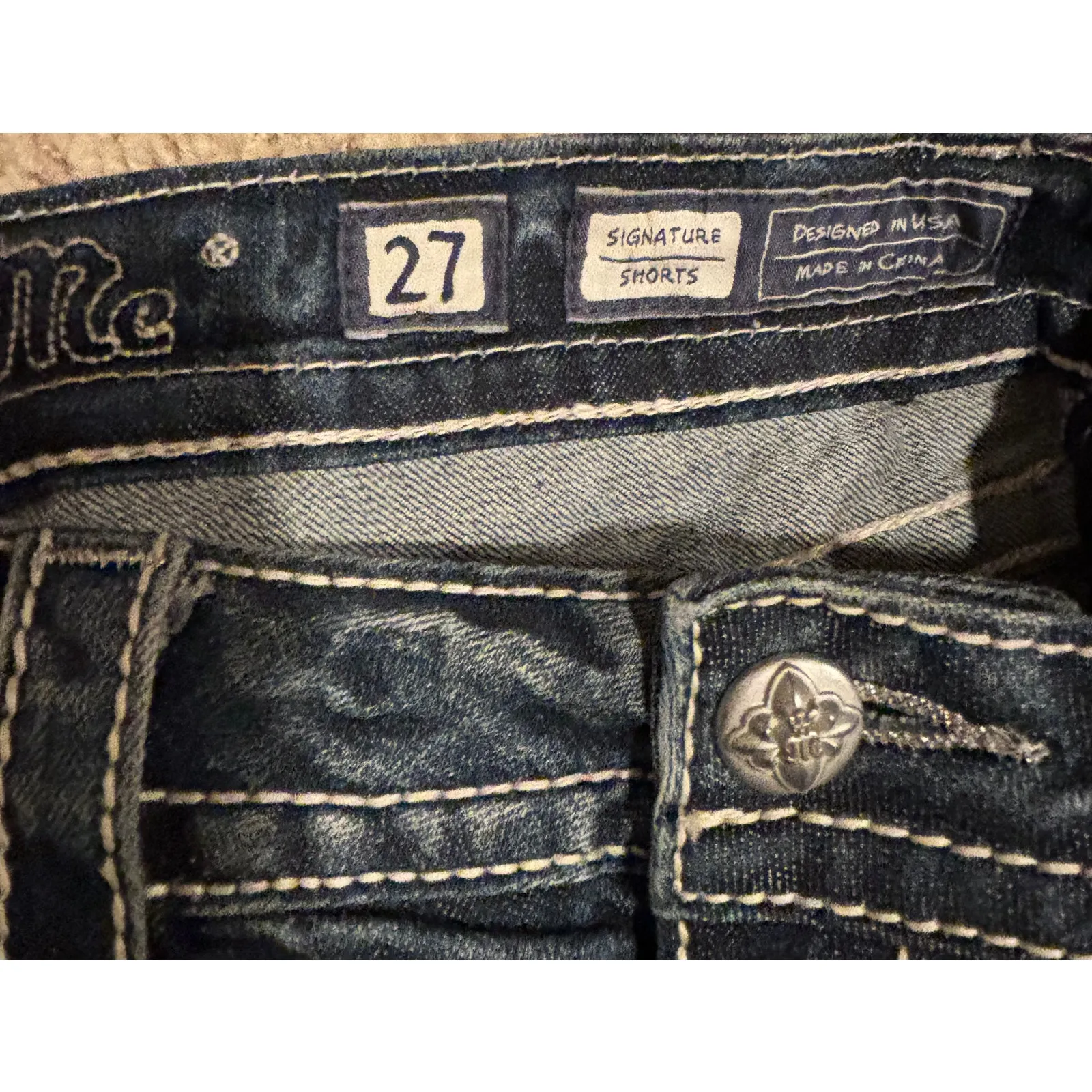 Miss Me Rhinestone FLAG Denim Jean Cut Offs Shorts 27 JP7185H Stars Stripes - Image 6