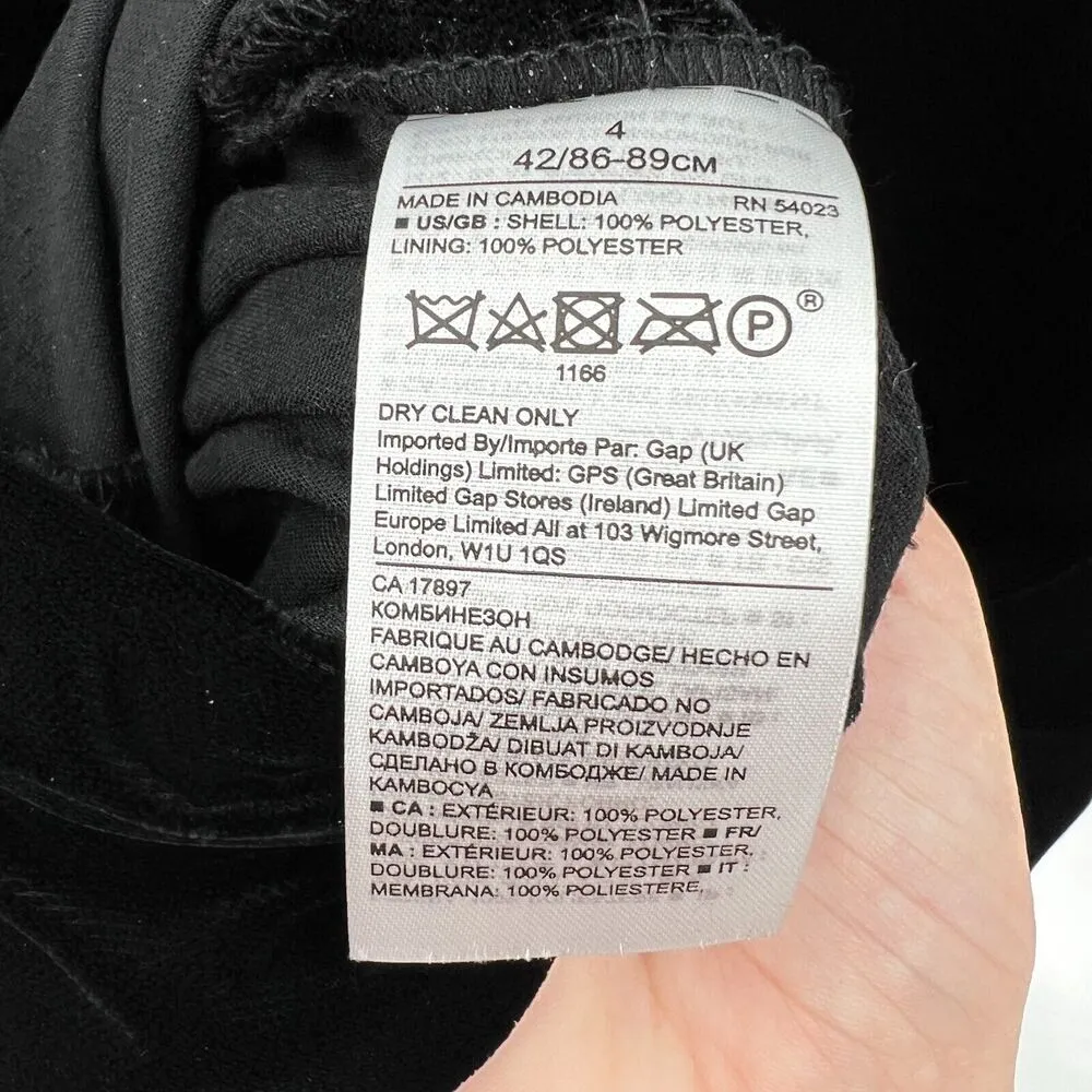 Banana Republic Black Strappy Velvet Jumpsuit V-Neck Straight Leg Women's Size 4 - Image 10