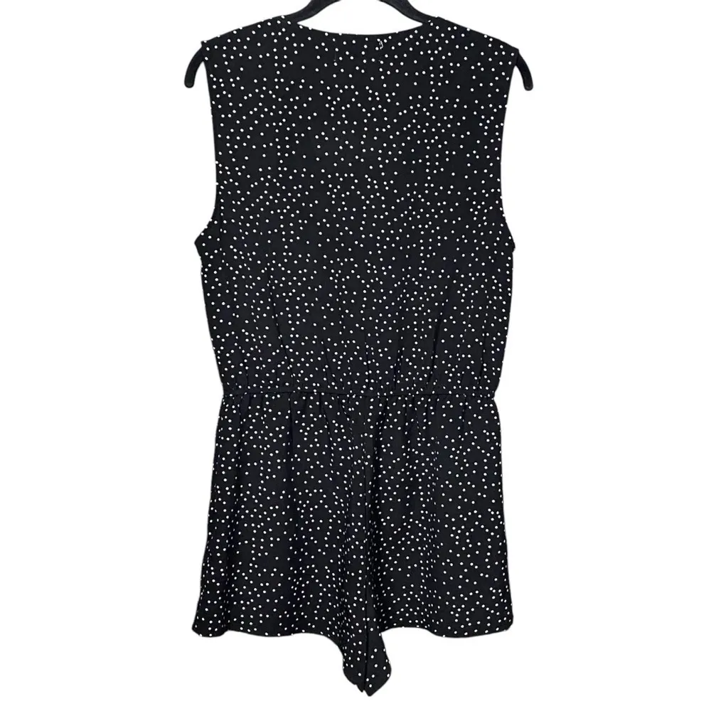Seek the Label Polka Dot V-Neck Romper Black White Retro Style Size Medium - Image 2