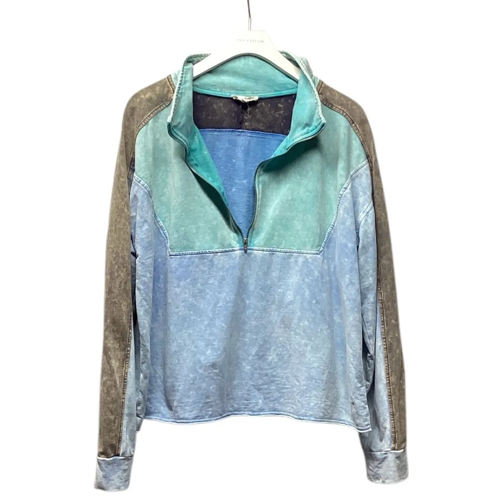 Mystree Color Block Terry Pullover. Size Large - Image 3