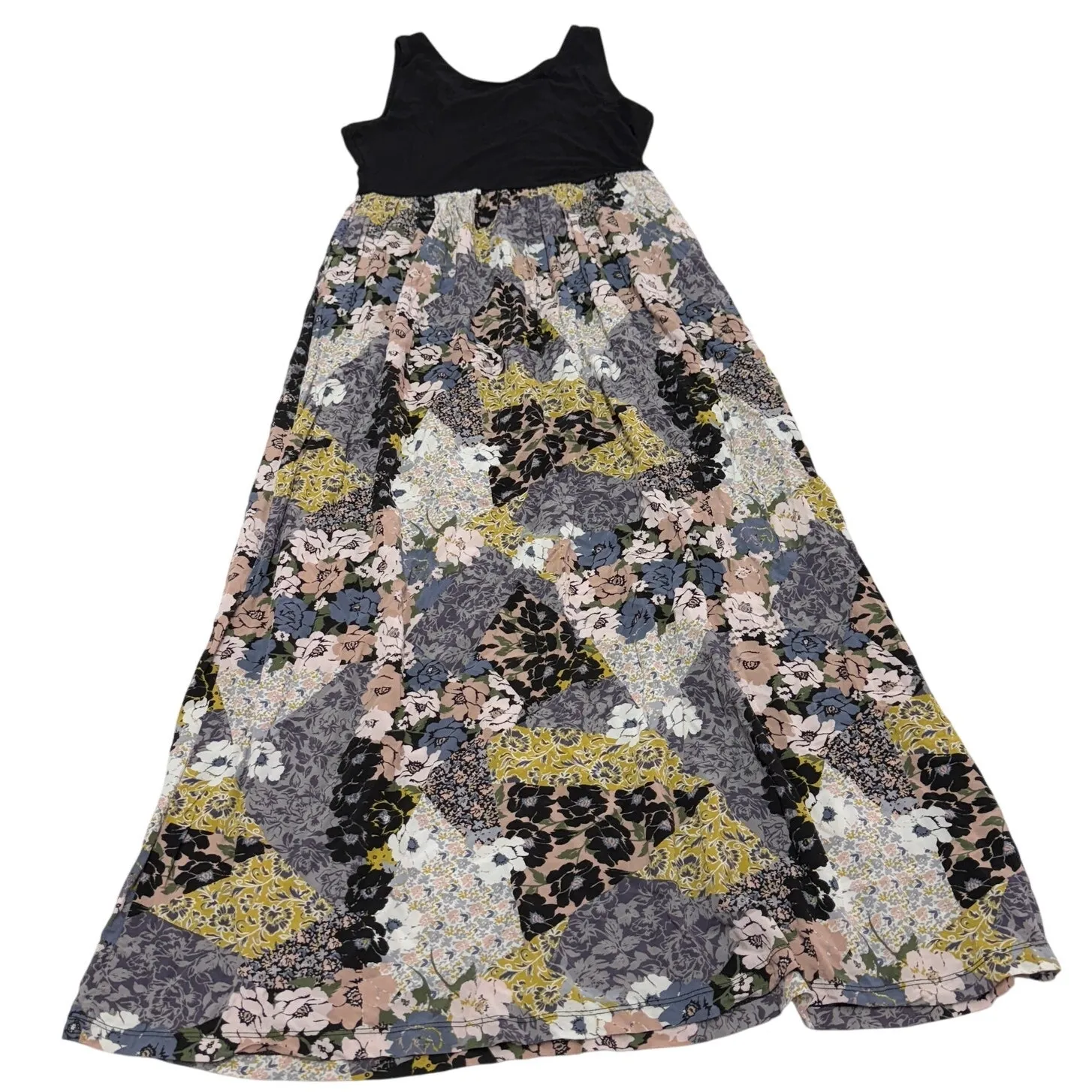 Nicole‎ Miller Dress Womens Medium Pink Blue Floral Maxi Crazy Quilt - Image 3