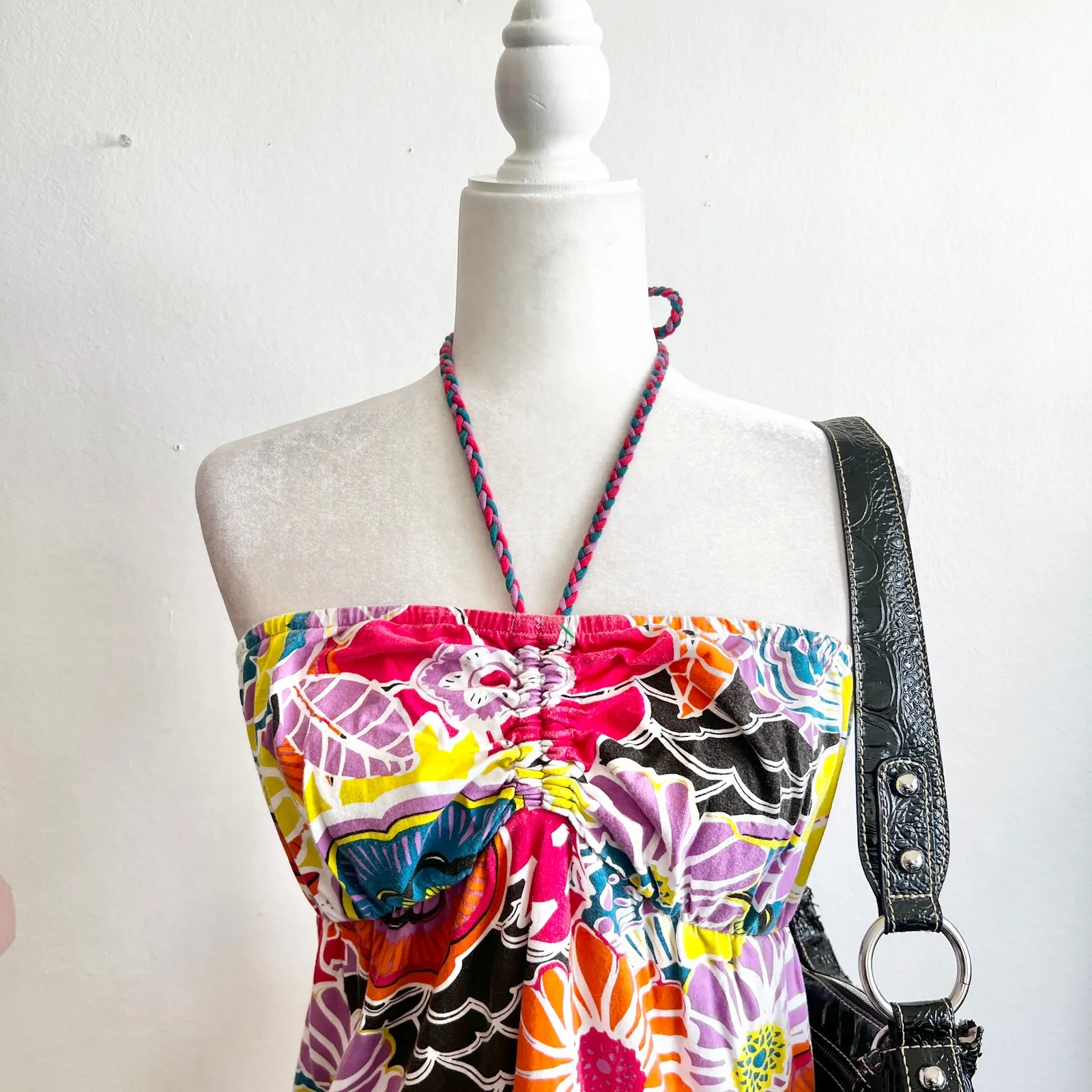 Vintage Floral Babydoll Halter Dress, Y2K Cottagecore‎ Coquette Soft Girl Medium - Image 2