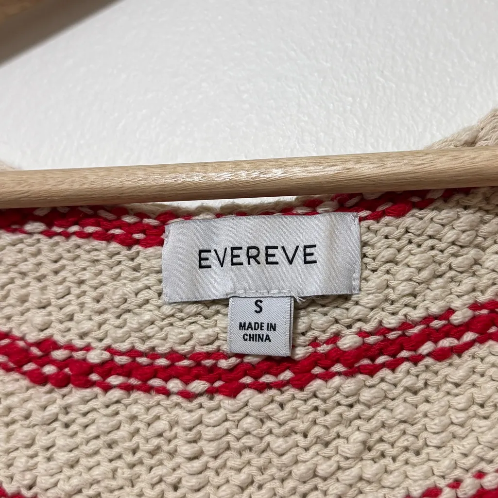 Evereve Marlowe Sweater Tank Size Small Knit Crochet Beach Oat Redstripe Top - Image 3